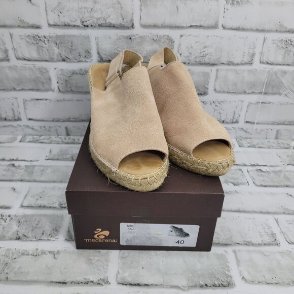 Macarena Light Blush Pink Suede Wedge Espadrilles Silng Back Size 40 EU 9 US - Picture 1 of 7